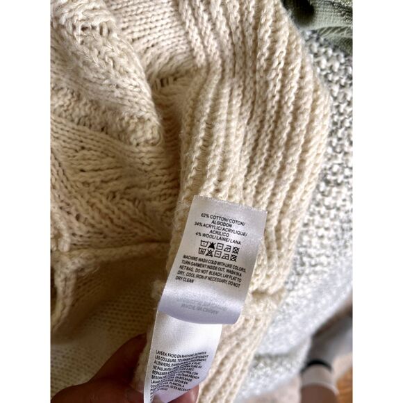 Lucky Brand Balloon Sleeve Open Front Cable Knit Cardigan Cream - Picture 6 of 7